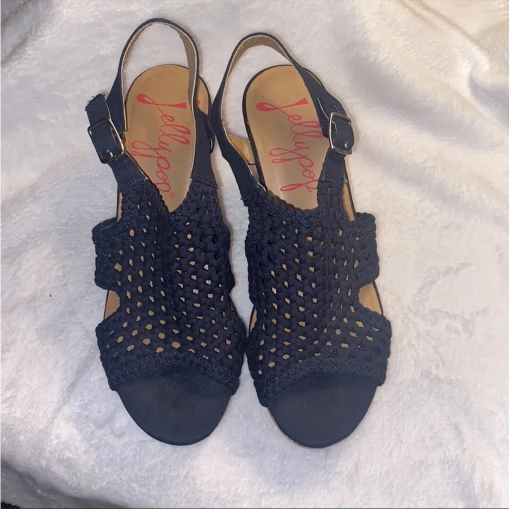 JELLYPOP Natural Woven Sling Back Cork Wedge Shoes - Picture 4 of 8